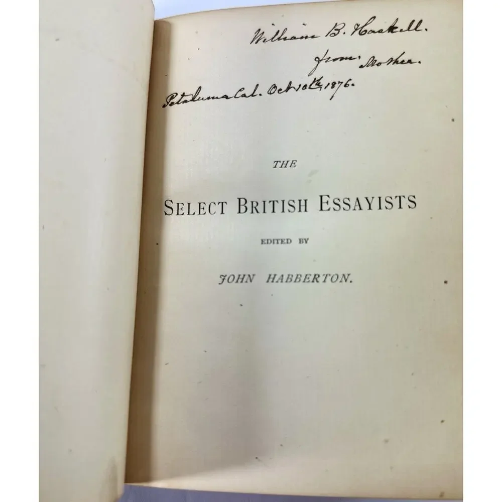 1876 The Spectator Select British Essayists Addison Steele John Habberton HC